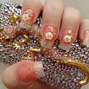 Girly Glittery Flower Nails