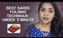 Best Saree Folding Technique Under 1 Minute | Deepikamakeup