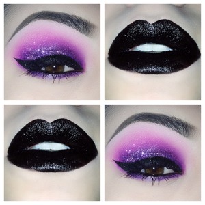 Late night smokey look with bright colors and black lips