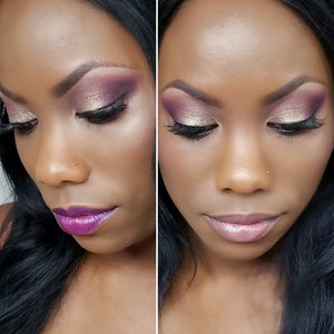 True gold, aubergine, and Nina's orchid eyeshadows 