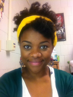 Twist out and updo w/ a headscarf.
