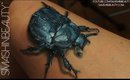 3D Realistic Blue Scarab Beetle Makeup Face Paint Halloween Makeup Tutorial 2015