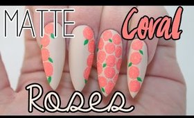 How To: Matte Coral Roses Nail Tutorial