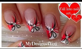 Red and Black Floral Nails | Abstract Nail Art ♥