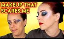 MAKEUP THAT SCARES ME: Blue Eyeshadow + Red Lips 😱 Going out of my comfort zone | GlitterFallout