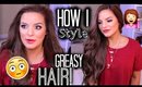 How I Style My 2nd/3rd Day GREASY Hair! | Casey Holmes