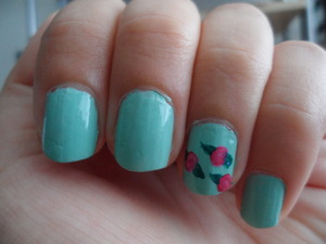 I love this mint color, and I accented it with roses.