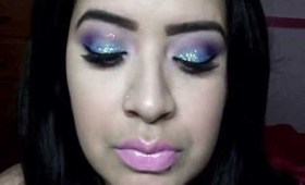 Purple & Aqua Blue Glitter Makeup + MAC Giveaway Winners!