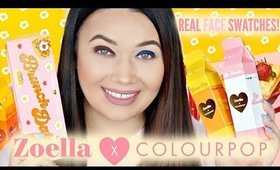 COLOURPOP x ZOELLA Real FACE Swatches! Trying Each Shadow On EYES!