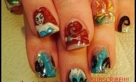 ZOMBIE LITTLE MERMAID: twisted disney princesses Anderson Le inspired Robin Moses nail art tutorial