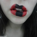 Red lips with a black stripe