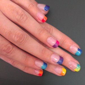 gel nails with rainbow ombr? nail art in a French mani style with a twist!