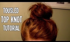 Tousled Top Knot tutorial (Great for Short/Medium length hair! No Sock/Donut Required!)