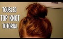 Tousled Top Knot tutorial (Great for Short/Medium length hair! No Sock/Donut Required!)