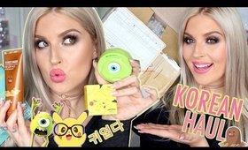 Korean Beauty Haul! 💸 Pokemon Makeup, Peel Off Masks, DIY Brow Tattoo & More!