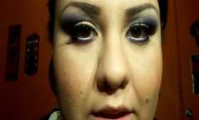 Dramatic blue and purple prom look