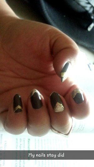 #gray #almondnails #gold #gray #glitter # natural #nails