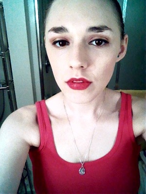 Just fooling around with the red Super Saturated Lip Pencil from the Theodora palette, in the shade "Theodora." 