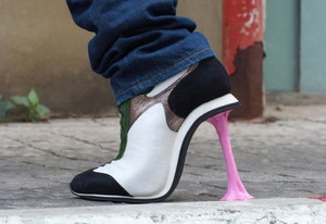 awesome high heels with a pink heel that looks like chewinggum