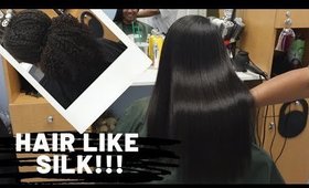 Detailed Silk Press On Long Natural Hair!!