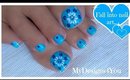 Easiest Toenail Art Design | Blue Floral Pedicure ♥ Легкий Цветочный Педикюр