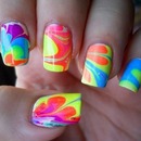 Rainbow Marbled Nails