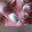 white glitter nails 