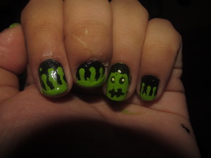 Frankenstein Slime Halloween Nails