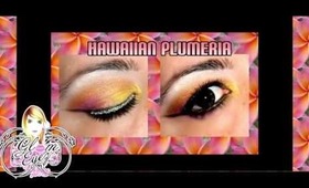 Hawaiian Plumeria Look/Plumeria hawaiiana tutorial de ojo.