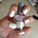 White mani with pink/green sheen