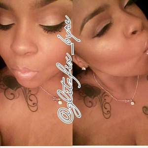 pink glazed shimmery eyeshadow with pink glazed shimmery gloss, very natural highlighting 