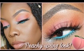 PEACHY SPRING MAKEUP WITH A POP OF BLUE!│Tamekans