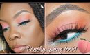 PEACHY SPRING MAKEUP WITH A POP OF BLUE!│Tamekans