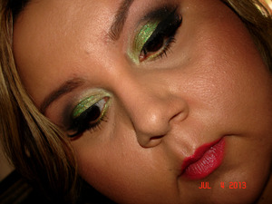 I used the cha-ch-cha mineral eyeshadow from the tropical taboo line at mac cosmetics