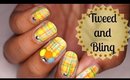 Tweed with Bling Nailart For fall | Tutorial