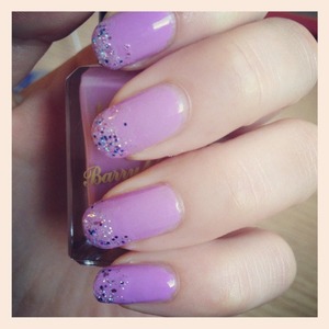 Products Used: Barry M Nail Pain in Berry Lilac, Rimmel Lasting Finish in Disco Ball
Tips: Remove and neaten up your cuticles before you pain your nails, this makes you nail beds look longer giving you instantly longer nails.