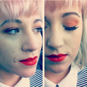 This is a look I did in school on my lovely friend Finola. It's a monochromatic look - only orange tones.