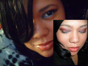 I used the multiplex 3D eyeshadow palette from Lorac I used shade 3 and i used Coastal Scents shades in Flesh Tone for my brow mixed with Polar Bare Deep Merlot for my inner and outer corners of my eyes and shade 3 for the center of my lid and Blue Zircon for my lower lashline top it all off with a lil Almay's 3 click mascara( don't know if that is the name but it should be lol) in black  
