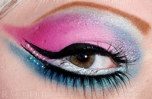 Eye makeup inspired by Barbie colors.