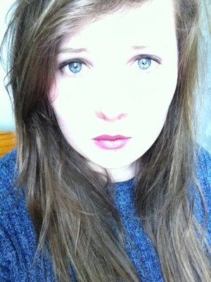 Lip liner, lipstick and then gloss.