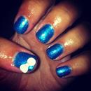 Blue Glitter Nails & Decor Bow
