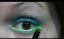 turqouise and lime green eye shadow tutorial simple and easy
