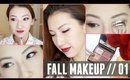 FALL MAKEUP // Red Lips, Gold & Burgundy Eyes | Bethni