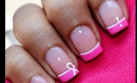 Breast Cancer Nails Art Designs 2012-- Awareness Ribbon Nail Polish Tutorial no decals or stickers