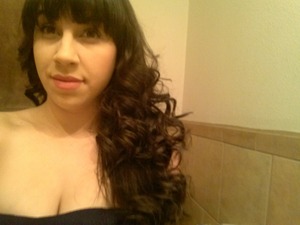 curled hair with a straightener. (: