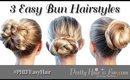 3 Easy Buns Hairstyles Under 5 Min | Pretty Hair is Fun