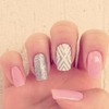 Geometric Pink and Glitter Nails!