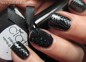 Ciaté Caviar Manicure Set: Black Pearls and China Glaze Adore for stamping with XL-O stamping plate and kit