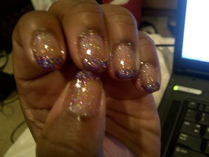 Purple french with glitter top coat