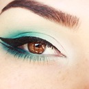 Double Winged Eyeliner and Gradient Aqua makeup tutorial 